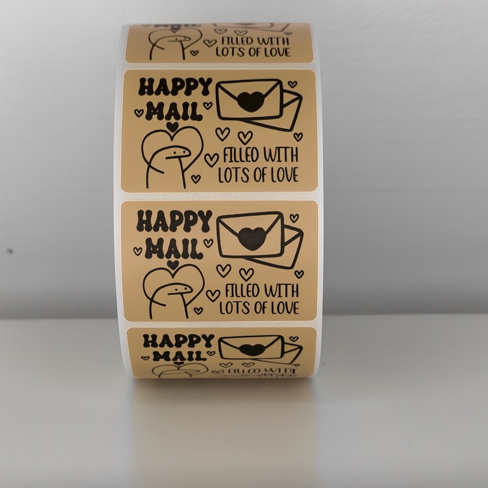 Happy Mail Stickers Filled With Love | Mint Cute Packaging Labels Heart